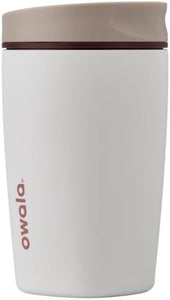 Owala SmoothSip Slider Insulated Stainless Steel Coffee Tumbler, Reusable Iced Coffee Cup, Hot Coffee Travel Mug, BPA Free 12 oz, Vanilla Bean
