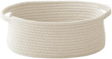 JMvicyroam Woven Basket,Small Rope Storage Bin with Handles & Ribbon Bag, Organizer for Shelves Closets,Gift Basket Empty for Birthday,Books,Dog Toys,White
