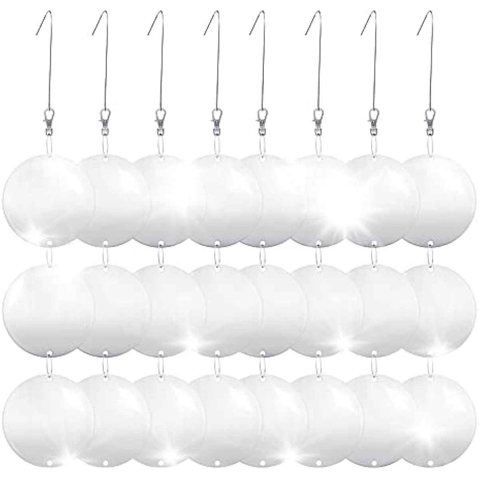 Hedoc large double-sided bird deterrents, 24pcs reflective bird scare discs for house and garden defense