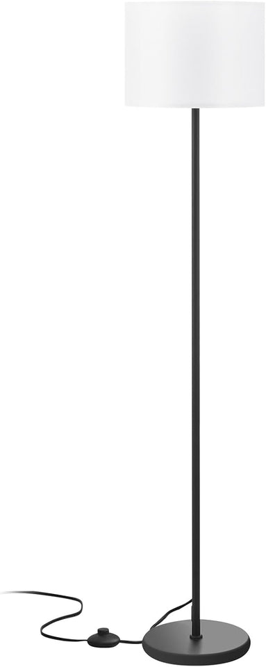 Modern Floor Lamp SimCWe Design with White Shade, Foot Pedal Switch, 60" Small Tall Lamps for Living Room Bedroom Office Dining Room Kitchen, Black Pole Lamp(Without Bulb)