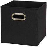 Household Essentials Foldable Fabric Storage Bins 6-Piece Set | Sturdy Chipboard Sides, Grommet Front Handle, Stackable and Foldable, Classic Black Design