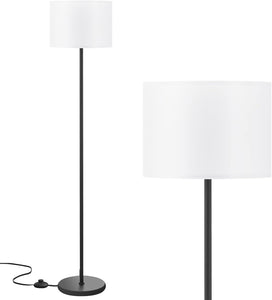Modern Floor Lamp Simple Design with White Shade, Foot Pedal Switch, 60" Small Tall Lamps for Living Room Bedroom Office Dining Room Kitchen, Black Pole Lamp(Without Bulb)