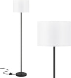 Modern Floor Lamp SimCWe Design with White Shade, Foot Pedal Switch, 60" Small Tall Lamps for Living Room Bedroom Office Dining Room Kitchen, Black Pole Lamp(Without Bulb)