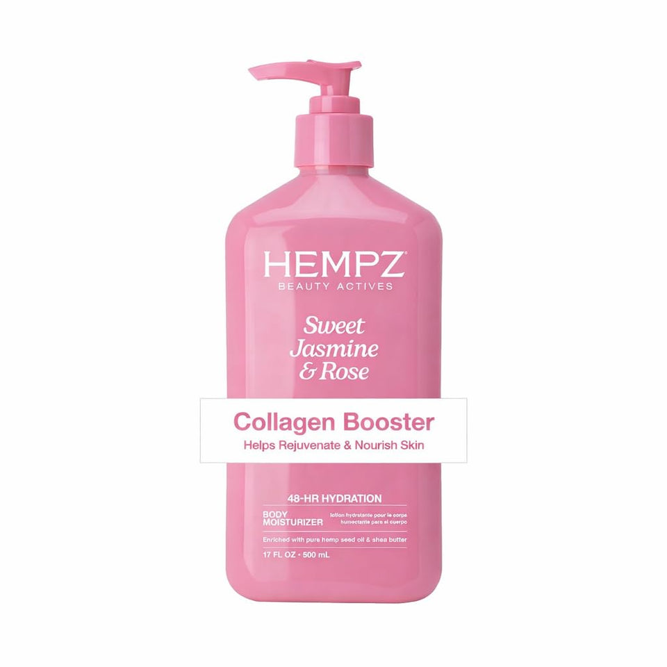 Hempz Sweet Jasmine & Rose Herbal Body Moisturizer for Women, 17 Fl. oz. - Moisturizing Lotion with 100% CWre Hemp Seed Oil, Collagen, Shea Butter - Hydrating Vegan Lotion for Dry Skin