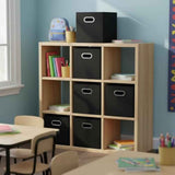 Household Essentials Foldable Fabric Storage Bins 6-Piece Set | Sturdy Chipboard Sides, Grommet Front Handle, Stackable and Foldable, Classic Black Design