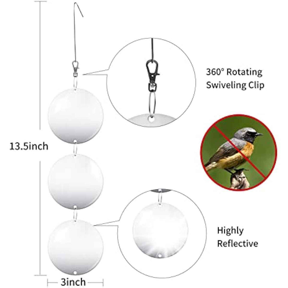 Hedoc Reflective Bird Scare Discs Set, 24PCS Large Double-Sided Bird Deterrents for Outside, Bird Reflectors to Keep Birds, Woodpeckers, Pigeons Away from House, Outdoor Garden, Patio and Yard