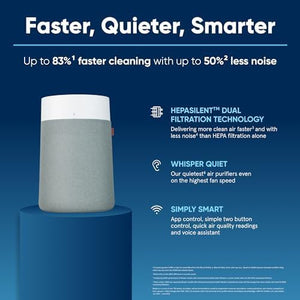 BLUEAIR Air Purifiers for Medium Rooms, Bedroom, Kitchen, Cleans 1,858 sqft in one hour, HEPASilent Smart Air Cleaner for Home, Pets, Allergies, Virus, Dust, Mold, Smoke - Blue Pure 311i Max