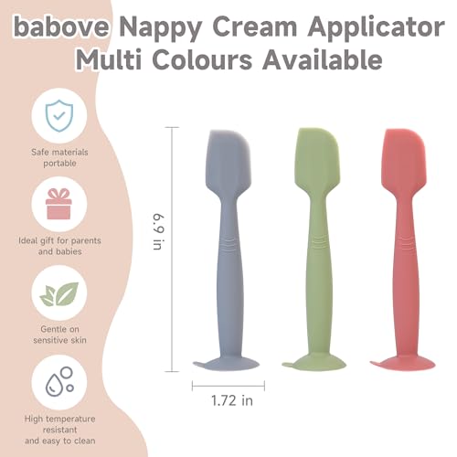 Red, Green, and Grey Baby Diaper Cream Spatula Applicators 3 Pack Soft Silicone
