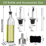 Olive Oil Dispenser Bottle, 2 Pcs Glass Olive Oil Dispenser and Vinegar Dispenser Set with 2 Stainless Steel Pourers, 4 Labels,1 Brush and 1 Funnel Oil Bottles for Kitchen (500ml)