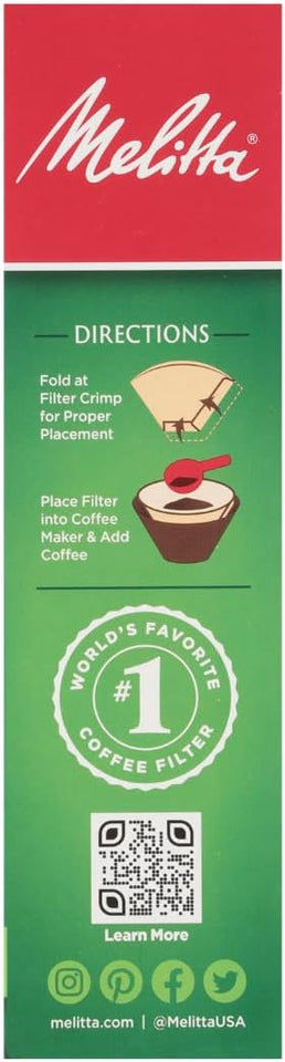 Melitta #4 Cone Coffee Filters, Natural Brown, 100 Count (Pack Of 3), 300 Total Filters - Fits all 8-12 Cup Cone Coffee Makers and Pour-Overs, Compostable, Tear-Resistant