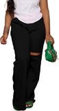 PINSV Wide Leg Pants for Women Drawstring Baggy Casual Sweatpants