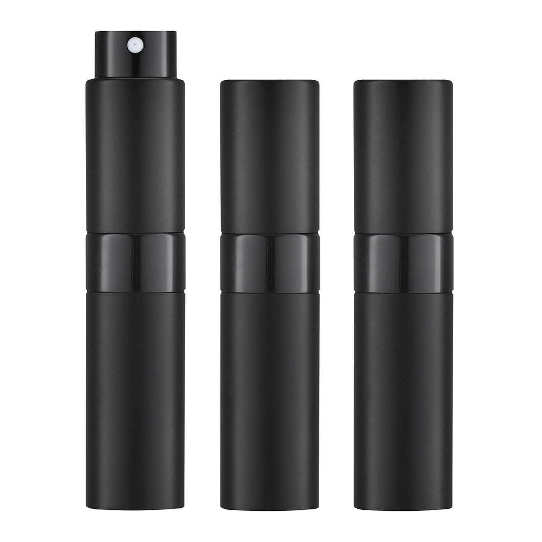 LISAPACK 8ML Travel Perfume Atomizer Bottle (3PCS, Black)