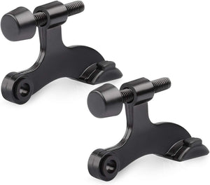 HOMOTEK 2 Pack Hinge Pin Black Door Stopper,Adjustable Deluxe Heavy Duty Door Stopper 2-1/2"x1-3/4”,with Black Rubber Bumper Tips