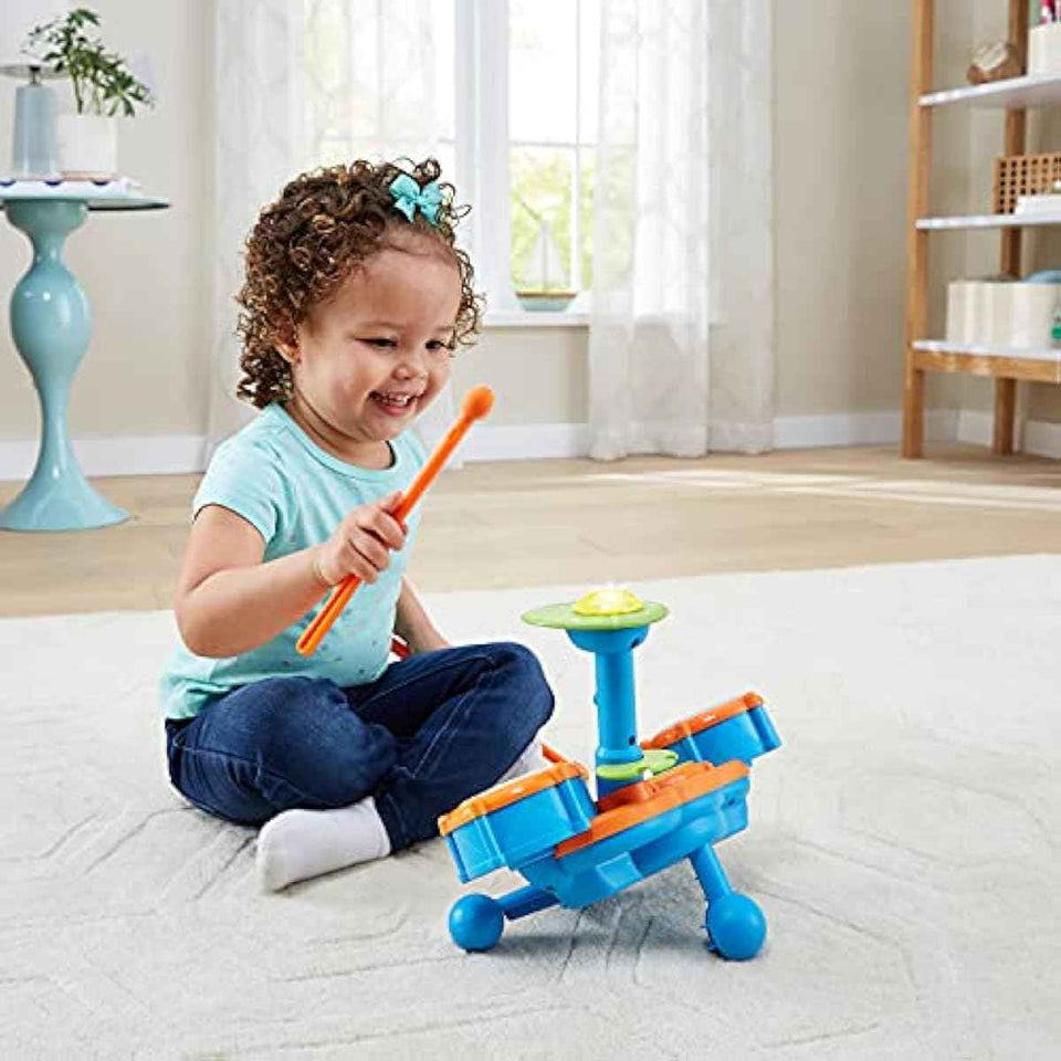 vtech kidibeats 4-piece electronic drum set with adjustable sound and volume, 2-5 years, batteries included