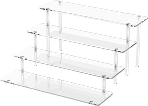 4 Tier Acrylic Display Risers, Clear Perfume Organizer Stand, Large Cupcake Stand Holder, Dessert Display for Party, Display Shelf for Figure and Collection, Riser Stand for Decoration and Organizer