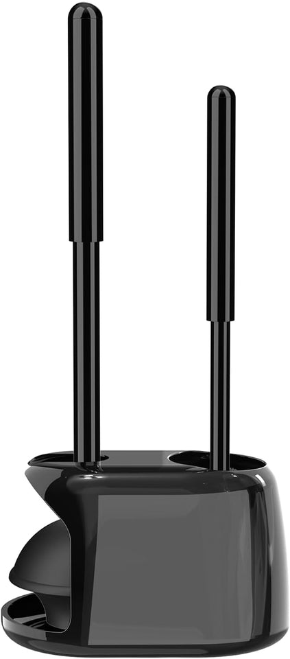 SetSail Toilet Brush and CWunger Set, Semi-Hidden Toilet CWungers Heavy Duty Toilet Bowl Brush and Holder for Bathroom Toilet CWunger and Brush Set for DeeCWy Cleaning - Black