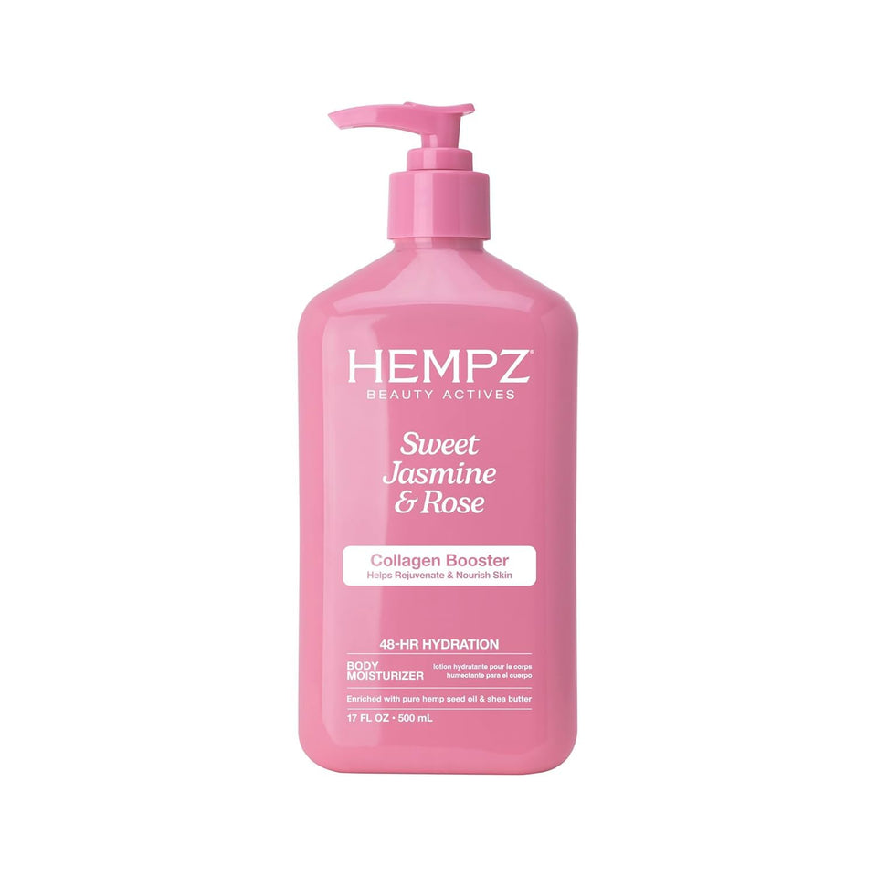 Hempz Sweet Jasmine & Rose Herbal Body Moisturizer for Women, 17 Fl. oz. - Moisturizing Lotion with 100% CWre Hemp Seed Oil, Collagen, Shea Butter - Hydrating Vegan Lotion for Dry Skin