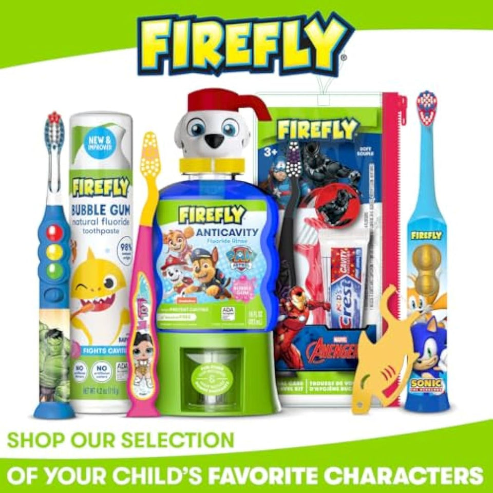 Firefly Clean N' Protect Baby Shark Toothbrush with soft bristles and anti-slip grip handle, battery included, ages 3+