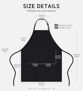 Syntus 2 Pack Adjustable Bib Apron Waterdrop Resistant with 2 Pockets Cooking Kitchen Aprons for Women Men Chef