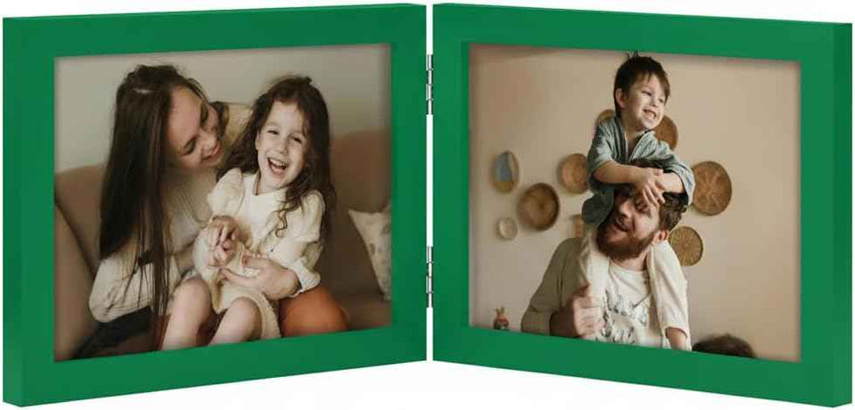 decorUhome Double 4x6 Picture Frame Vertical, Engineered Wood Bifold Photo Frame with Plexiglass for Tabletop Display, 4x6, Black