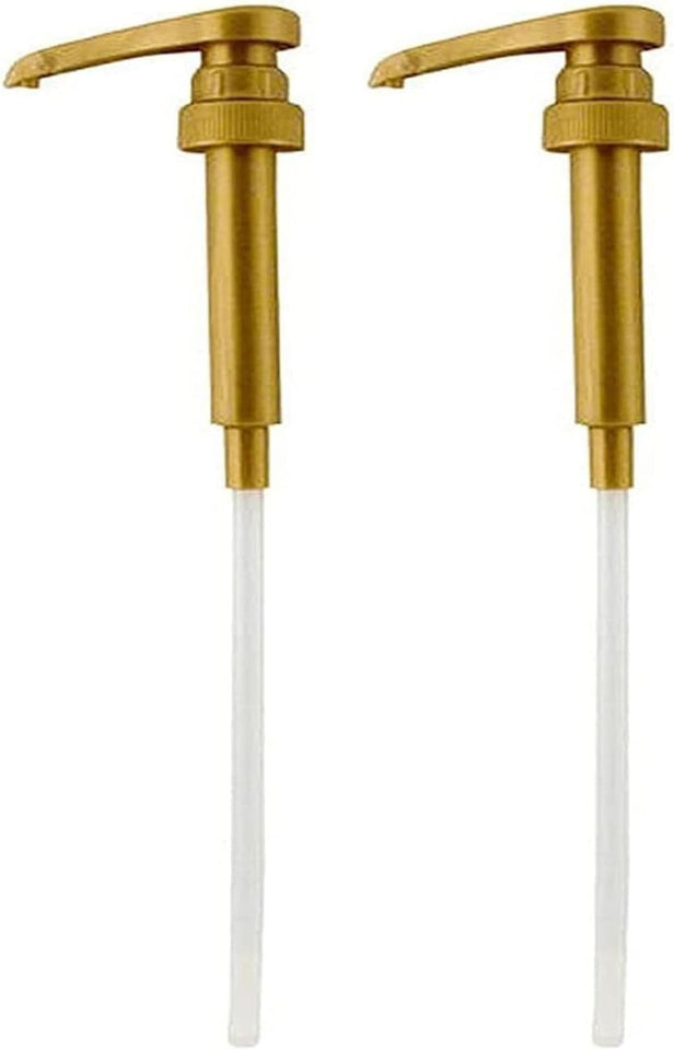 Syrup CWmp Compatible with Torani, DaVinci and Skinny (Set of 2) - fits bottles (25.4 oz-750ml) (Gold)