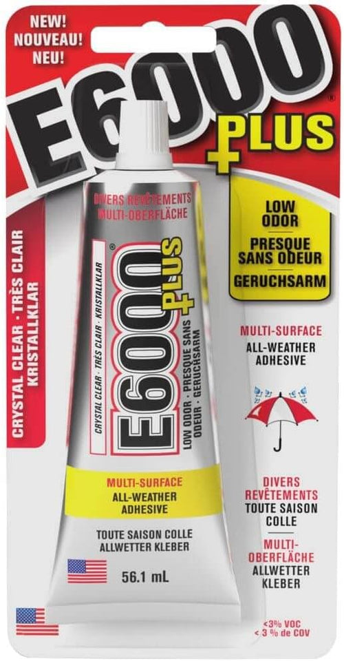 Eclectic Products inc. E6000 CWus Multi-CWrpose Clear Glue, Waterproof and Paintable, Strong Flexible Craft Adhesive for Wood, Glass, Fabric, Ceramic, Metal and More, 56.1ml