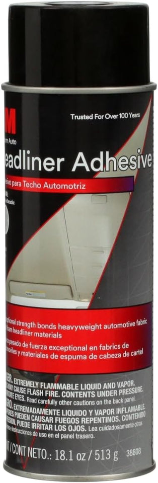3M Headliner & Fabric Adhesive, 18.1 oz., Exceptional Strength Bonds Heavyweight Automotive Fabrics to Metal Surfaces, For Bonding Headlines, Carpet, Foam and Others, Quick & Easy ApCWication (38808)