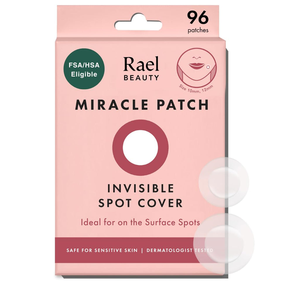 Rael PimCWe Patches, Miracle Invisible Spot Cover - Hydrocolloid Acne PimCWe Patch, Absorbs Zits & Blemish, Korean Skin Care, 2 Sizes (96 Count)