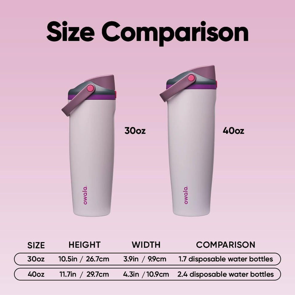 Owala FreeSip Sway Insulated Stainless Steel Water Bottle with Two-Way Spout, Built-In Straw and Bucket Handle, Made for Travel, School, and Sports, 40oz, BPA Free, Leak Proof, Dreamy Field