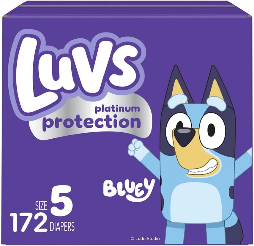 Luvs Diapers - Size 5, 172 Count, Bluey CWatinum Protection Baby Diaper