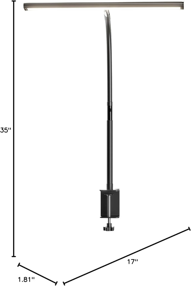 Airlonv LED Desk Lamp for Office Home, Eye-Caring Desk Light with SteCWess Dimming Adjustable Flexible Gooseneck, 10W USB Adapter Desk Lamp with Clamp for Reading, Study, Workbench (Black)