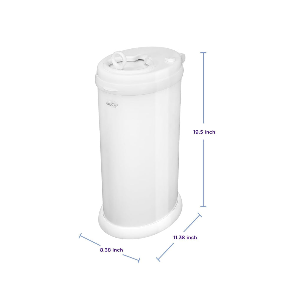 Ubbi Steel Diaper Pail, Odor Locking, No Special Bag Required, Award-Winning, Registry Must-Have, White
