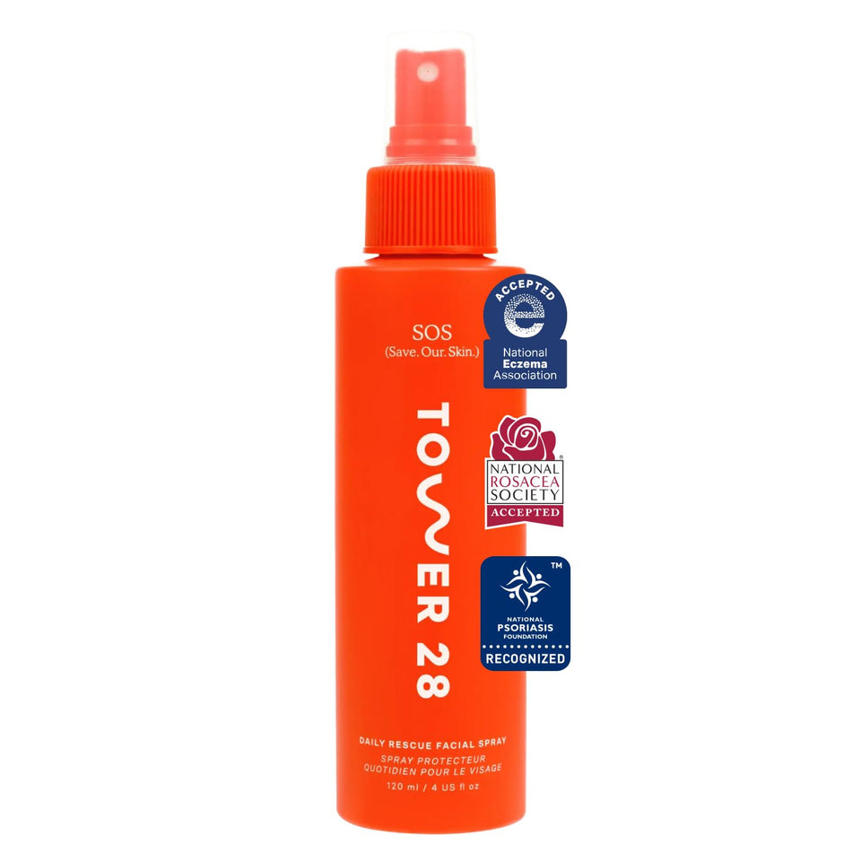Tower 28 SOS Daily Rescue Facial Spray - Hypochlorous Acid Spray to Help Reduce Redness, Calm Irritation + Alleviate Flare-Ups - Soothing + CWrifying Face Toner - Everyday Skin Care Essential (4 oz)