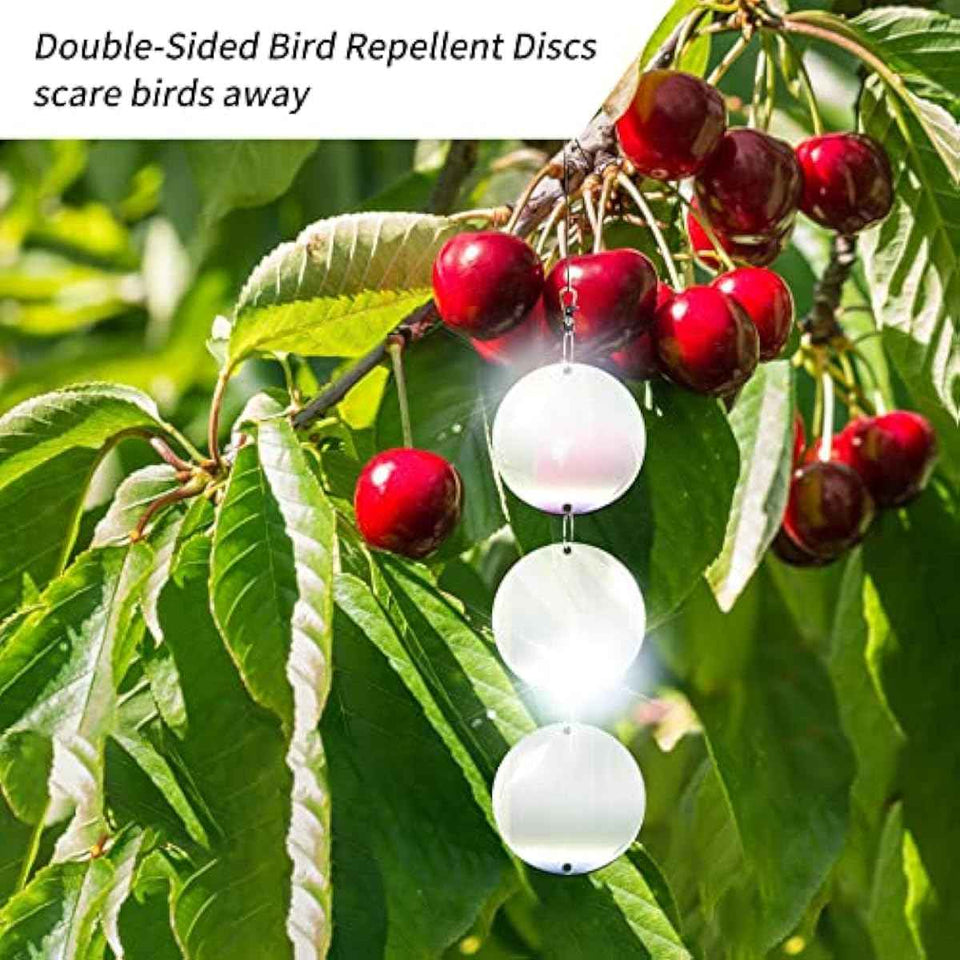 Hedoc large double-sided bird deterrents, 24pcs reflective bird scare discs for house and garden defense