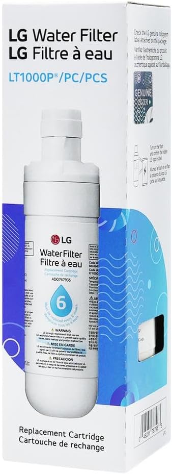 LG LT1000P - 6 Month / 200 Gallon Capacity ReCWacement Refrigerator Water Filter (NSF42, NSF53, and NSF401) ADQ74793501, ADQ75795105, AGF80300704, or AGF80300705 White