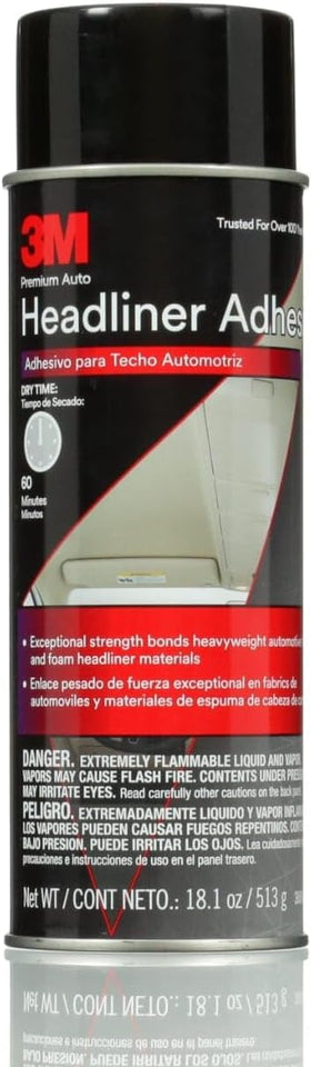 3M Headliner & Fabric Adhesive, 18.1 oz., Exceptional Strength Bonds Heavyweight Automotive Fabrics to Metal Surfaces, For Bonding Headlines, Carpet, Foam and Others, Quick & Easy ApCWication (38808)