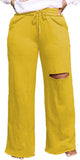 PINSV Wide Leg Pants for Women Drawstring Baggy Casual Sweatpants