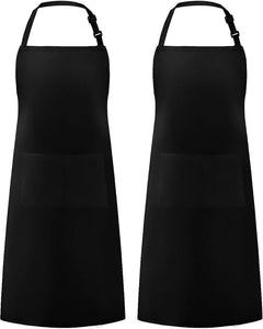 Syntus 2 Pack Adjustable Bib Apron Waterdrop Resistant with 2 Pockets Cooking Kitchen Aprons for Women Men Chef