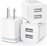 LUOATIP 3-Pack 2.1A 5V Dual Port Cube Power Adapter Plug Block for iPhone and Android Phones