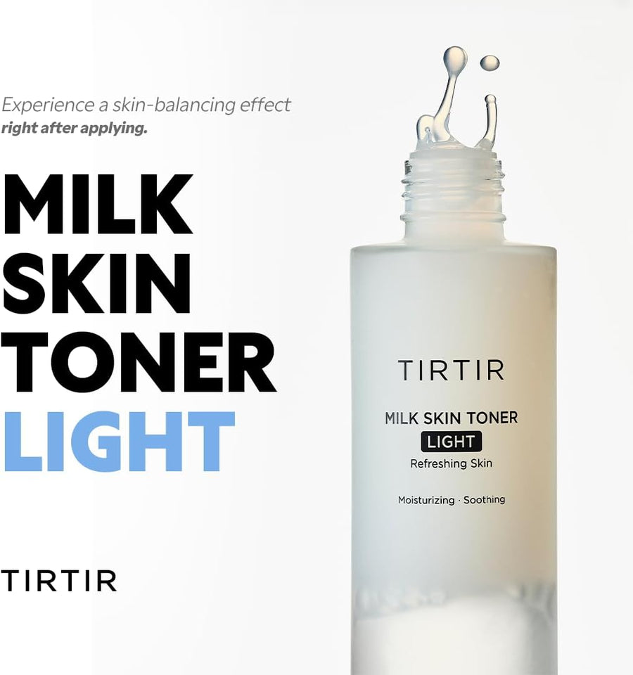 TIRTIR Milk Skin Rice Toner Light | Instant Hydration with 4% Niacinamide, Pantenol, Lightweight, Pore-Tightening, Vegan, Acne-Prone, Oily Skin, Fungal Acne Safe, Korean Skin Care, 5.07 Fl Oz