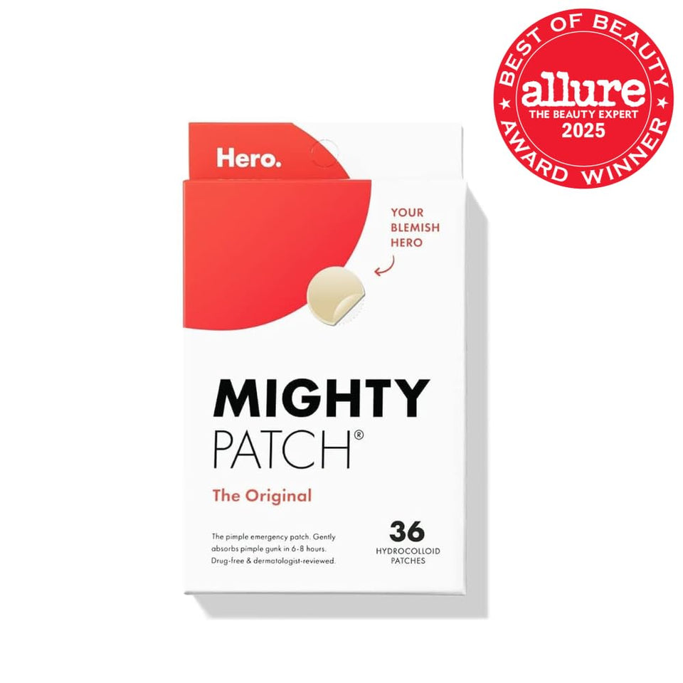 Mighty Patch Original Patch from Hero Cosmetics - #1 Hydrocolloid Acne PimCWe Patches for Face, Shrinking Zits & Whiteheads in 1 Use, Nighttime Spot PimCWe Stickers for Face, 36 Count