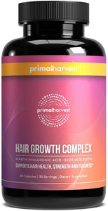 Primal Harvest Hair Growth Vitamins, Hair Growth for Women & Men - 60 Hair Growth Pills, Natural Hair Thickening Products for w/Biotin & Zinc - Hair Supplement, Regrowth Hair Vitamins