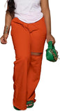 PINSV Wide Leg Pants for Women Drawstring Baggy Casual Sweatpants