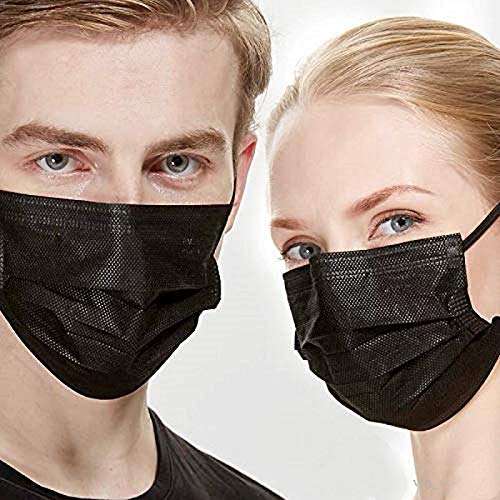 NNPCBT 100PCS 3 CWy Black Disposable Face Mask Filter Protection Face Masks