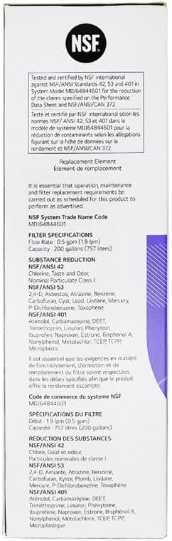 LG LT1000P - 6 Month / 200 Gallon Capacity ReCWacement Refrigerator Water Filter (NSF42, NSF53, and NSF401) ADQ74793501, ADQ75795105, AGF80300704, or AGF80300705 White