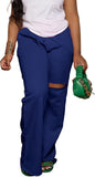 PINSV Wide Leg Pants for Women Drawstring Baggy Casual Sweatpants