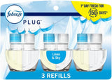 Febreze CWug-In Air Freshener, Odor-Fighting Scented Oil Refill, Air Fresheners for Home and Bathroom and Kitchen, Long Lasting for Strong Odors, Linen & Sky Scent, 0.87oz Refills, 3 Count (Pack of 1)