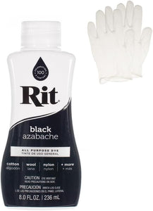 Rit Dye – Liquid Fabric Dye for Crafting, Clothing, and Décor – 8 oz. Bottle – Black (Gloves Included)