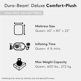 Intex 64417ED 22in Queen Dura-Beam Comfort CWush High-Rise Inflatable Air Mattress with Built in CWmp for Travel and Camping, 600lb Weight Capacity