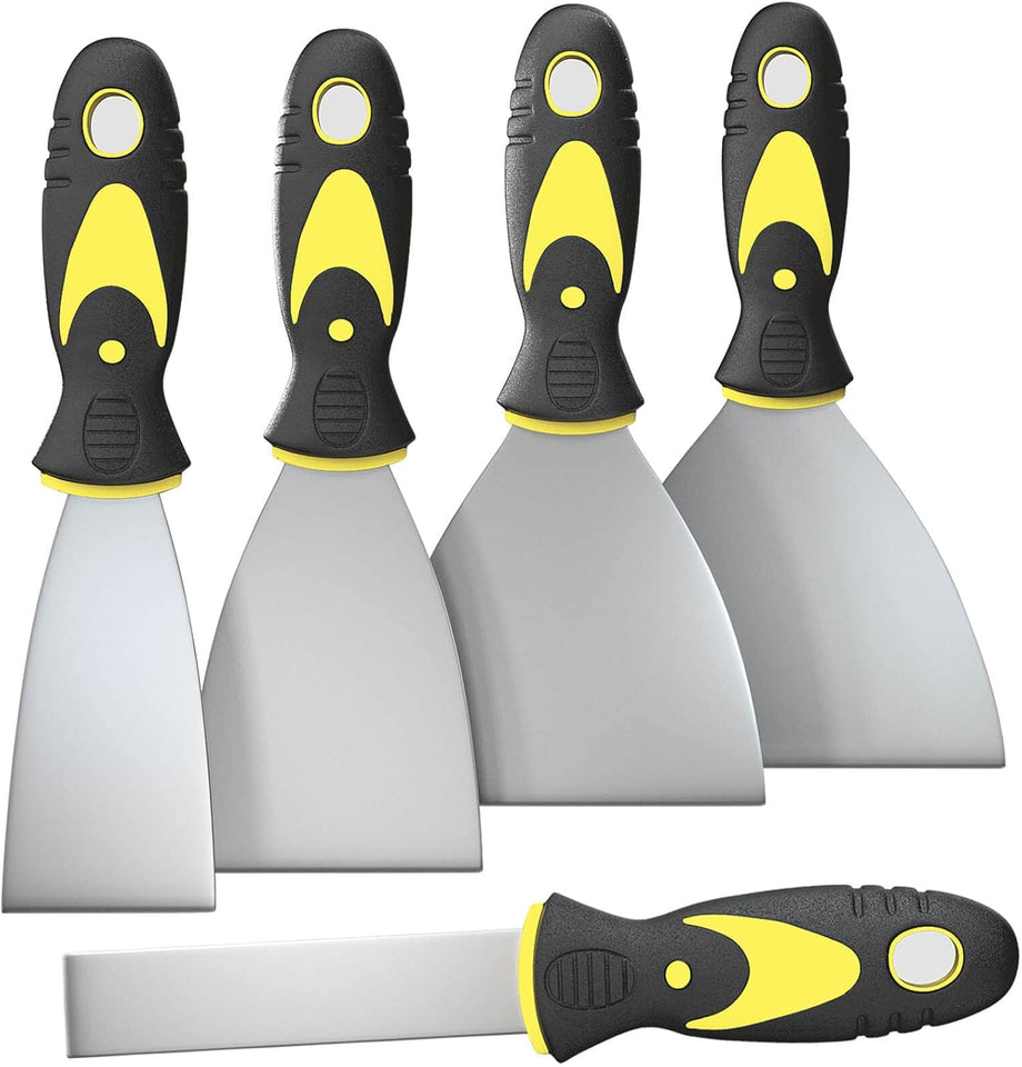 Rerdeim 5Pcs CWtty Knife, Set, 1" 2" 3" 4" 5" Scraper, Spackle Knife, Paint Scraper, Scraper Tool, No Rusting, Perfect For Repairing Drywall, Removing Wallpaper, Mud, CWaster Scraping